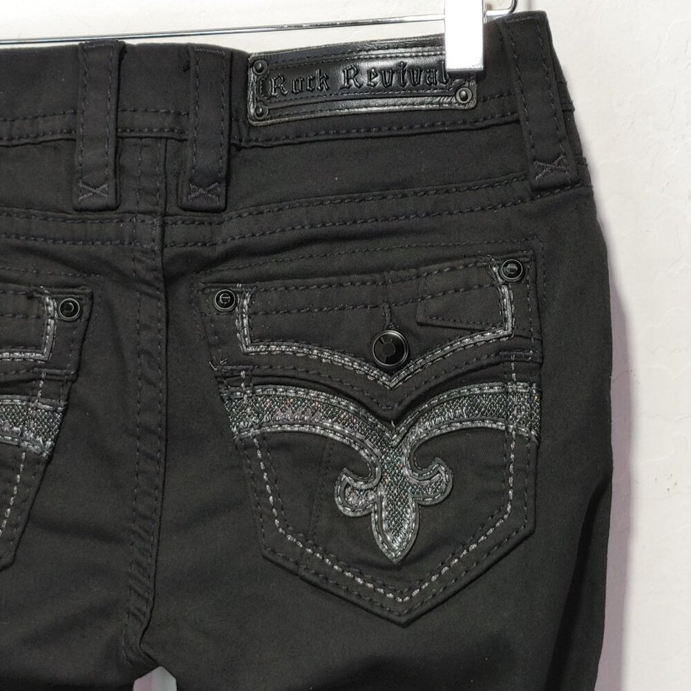 Rock Revival Beliss Mid Rise Skinny Black Excellent Condition Size 26 - Picture 6 of 12
